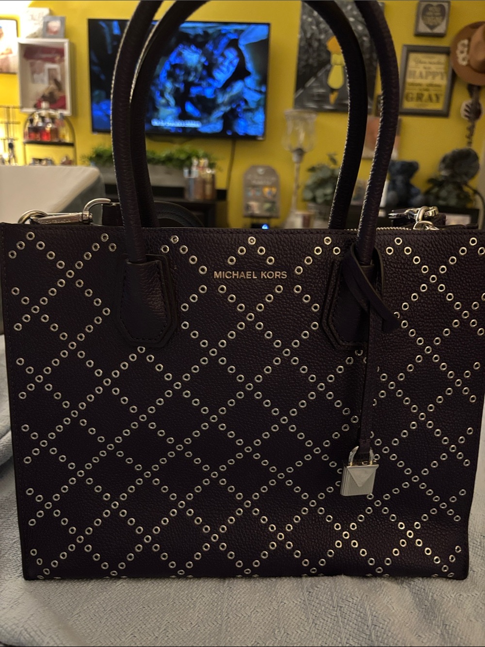 Michael Kors Purple Studded Leather Tote or Crossbody